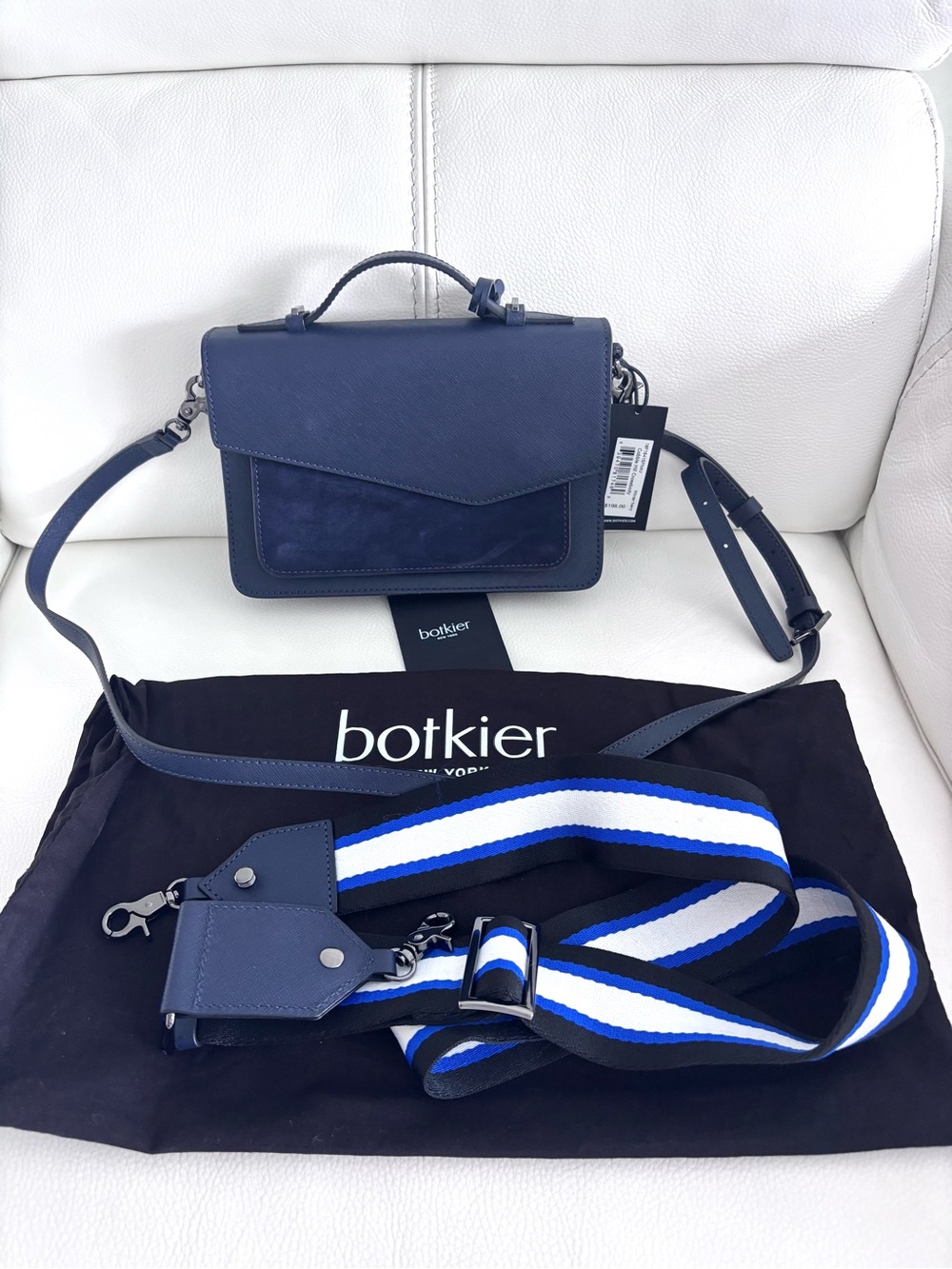 NWT Botkier Cobble Hill Medium Leather & Suede Crossbody in Winter Navy